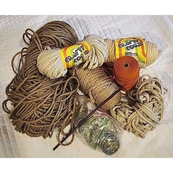 Maxi-Cord Braided Macrame Lot crafting Cord Hemp & Other Rings & Dowl Inc. NOS - Picture 1 of 7